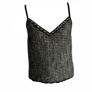 Zara Tweed Black/Multicolor Sequin Metallic Tank Top Size Medium
